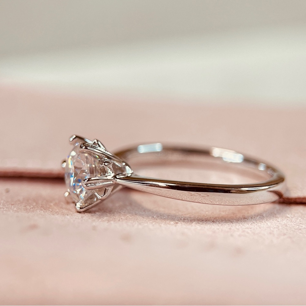 1ct Moissanite 18K Plated S925 Solitaire Diamond Engagement Ring - Picture 3 of 7